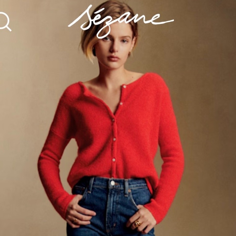 Sezane Red Gaspard Cardigan